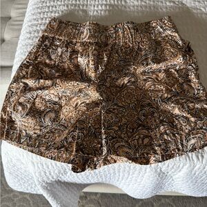 J. Crew Brown Paisley High-Waist Shorts